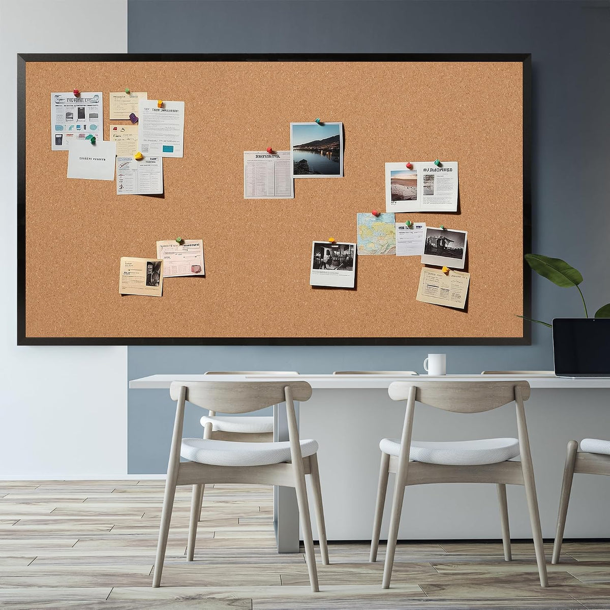 Extra Large Cork Bulletin Board 96" X 48", Black Wood Framed 8'...