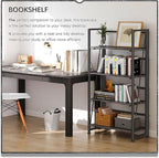 4NM No Assembly Folding Bookshelf Storage Shelves 4 Tiers Vintage Bookcase - Image 3