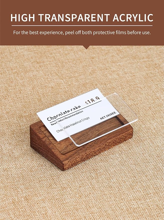 6 Pack Mini Wood Price Tag Label Holder Tabletop Stand or Recline Small Sign - Image 4