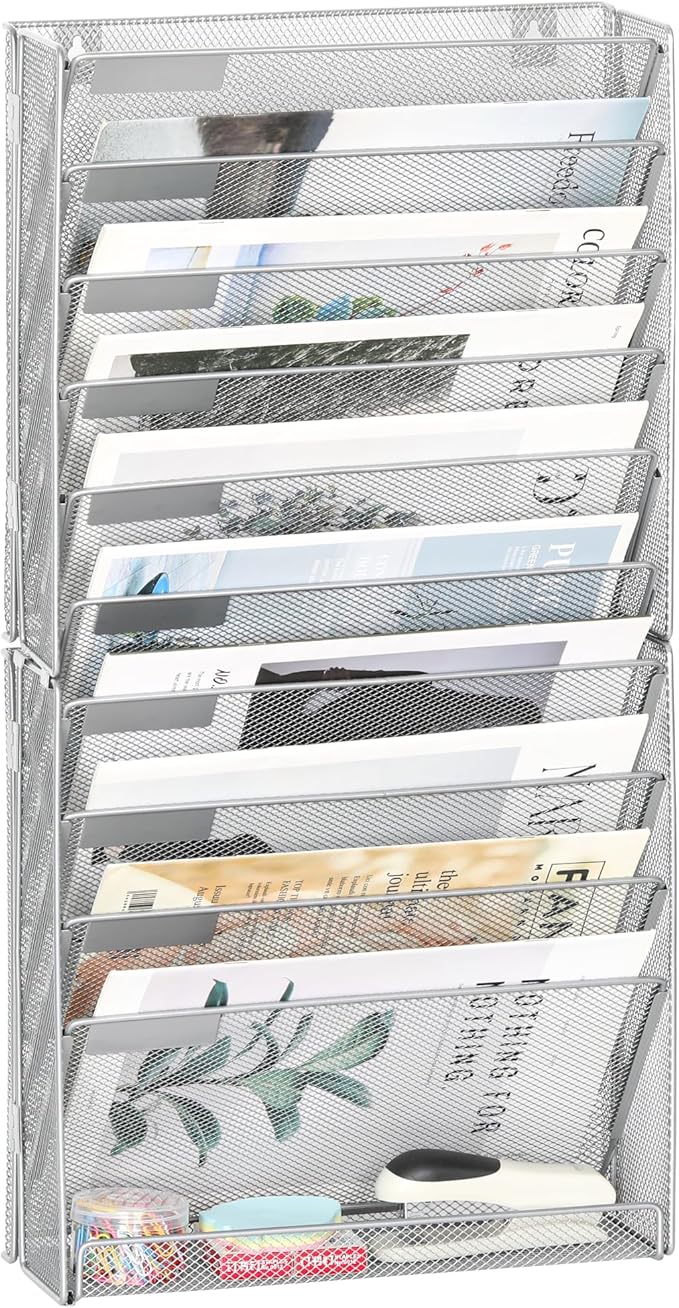 EasyPAG Wall File Holder 10 Tier Mesh Hanging Folder Organizer by EasyPAG