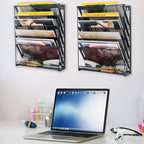 samstar 2 Pack Wall File Organizer, 6-Tier Wall Mount Paper Holder Vertical - Image 4