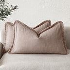 Foindtower Set of 2 Decorative Linen Fringe Lumbar Throw Pillow Covers by Foindtower