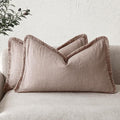 Foindtower Set of 2 Decorative Linen Fringe Lumbar Throw Pillow Covers by Foindtower