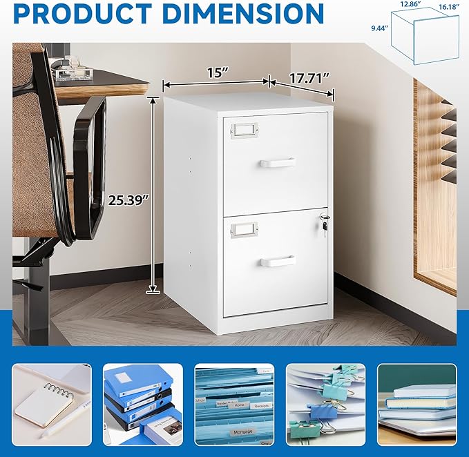 BYNSOE 2 Drawer File Cabinet - Image 3
