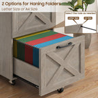 3 drawers tall farmhouse file cabinet with wheels, side view