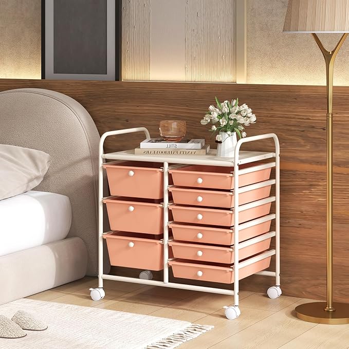 LDAILY 9 Drawer Rolling Storage Cart, Rolling Cart - Image 2