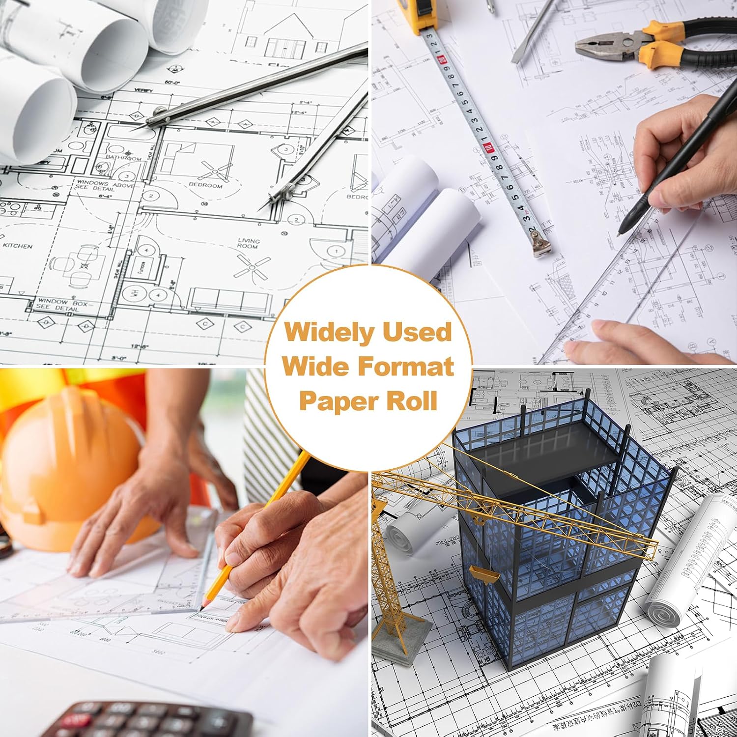 Wide Format Paper 36 in x 150 ft CAD Bond Rolls, 2 Rolls Plotter Paper on 2" Core for CAD Drawings, Engineering Plans, GIS Maps & Architectural Designs