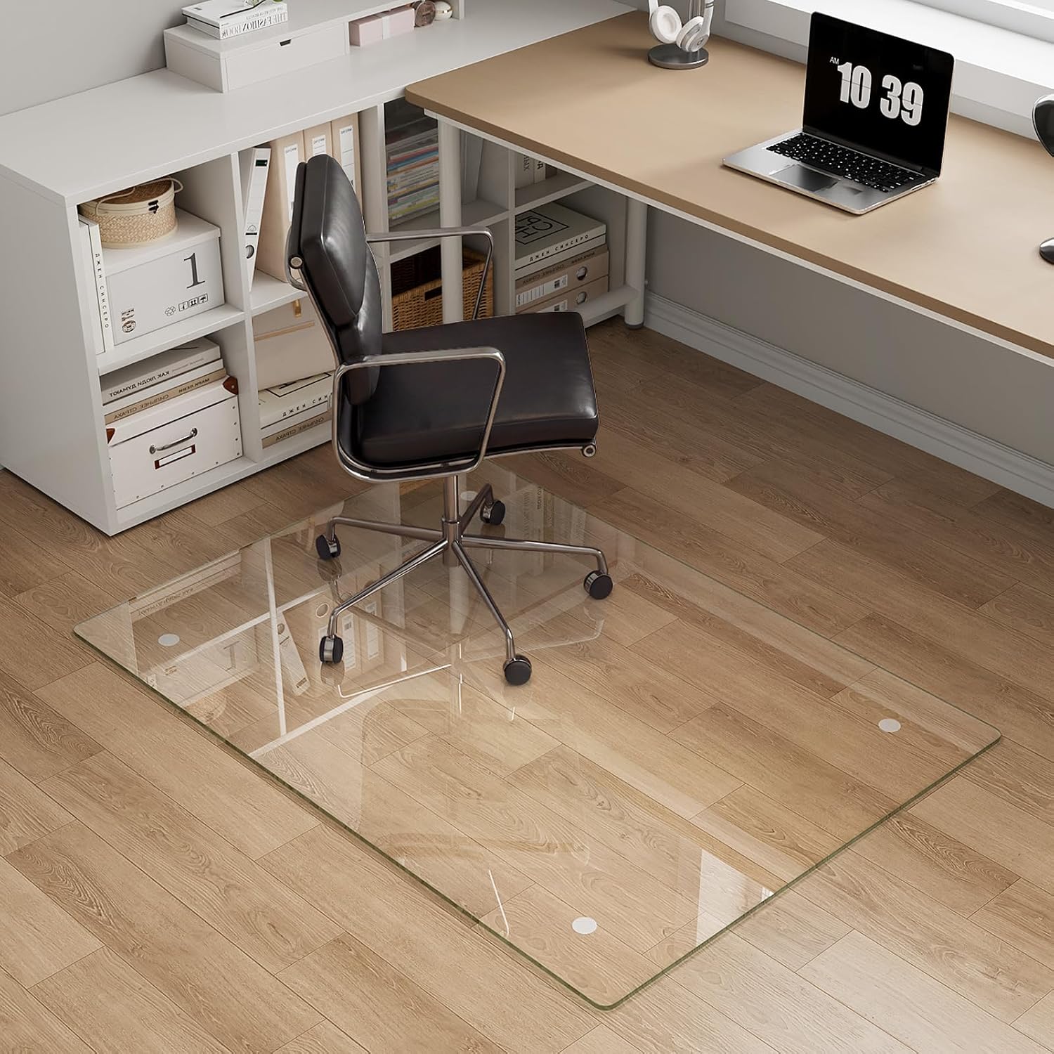 Tempered Glass Chair Mat for Carpet, 30"x42" Clear Floor Mat | Office Chair Mat for Rolling Chairs Carpet & Tile Floor with Rounded and Polished Edges, Noise-Free Gliding Shatterproof