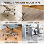 VASUHOME Heavy-Duty Tempered Glass Chair Mat, 31 x 48 Inch Large Office Floor Mat for Carpet or Hardwood Floors, 1/5" Thick with 12 Anti-Slip Pads