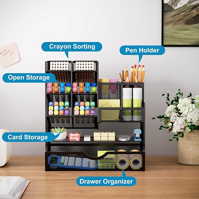 Marbrasse Mesh Pen Holder for Desk, Desk Organizers and Accessories for Office - Image 2