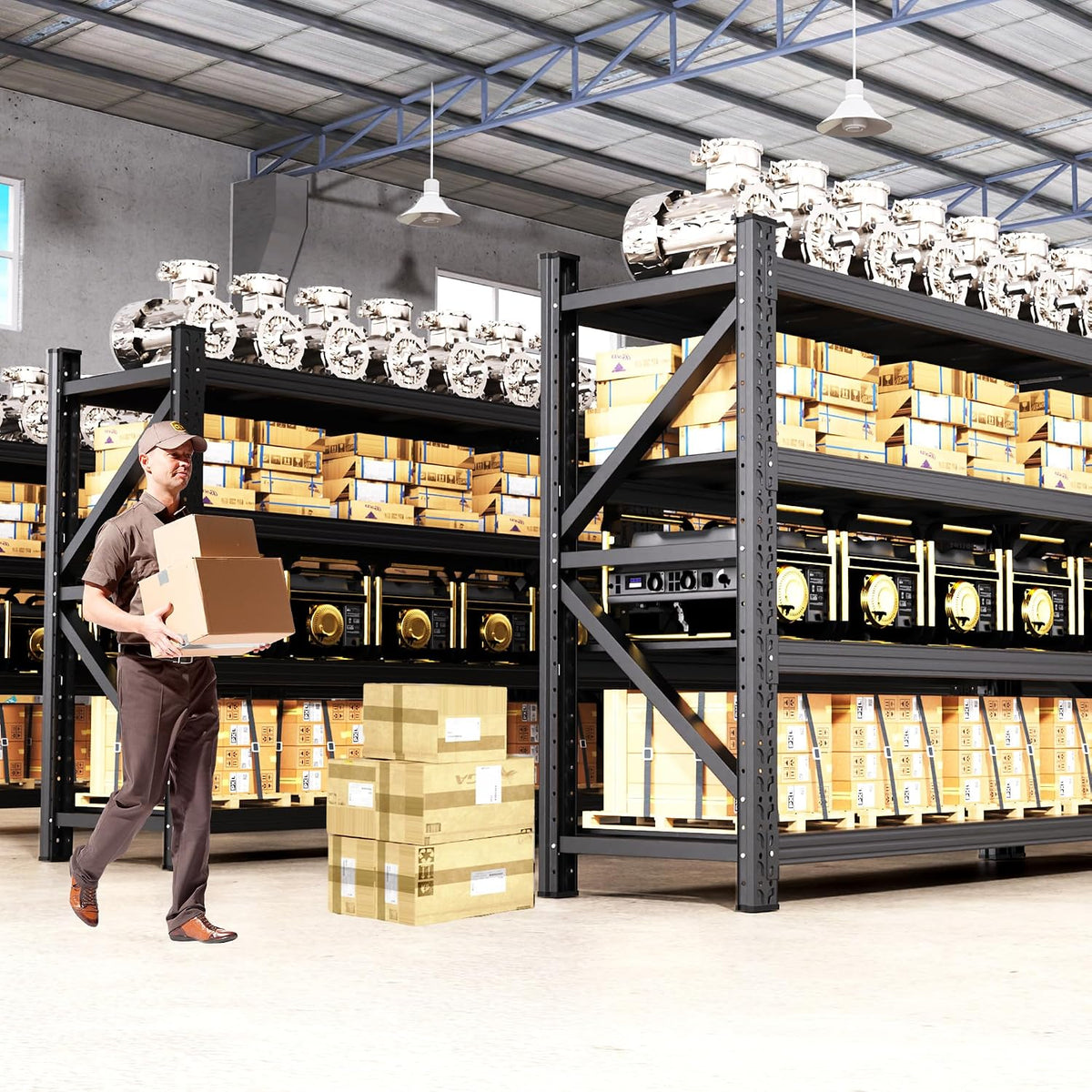 59" w metal storage shelves,3 tier adjustable heavy shown in use