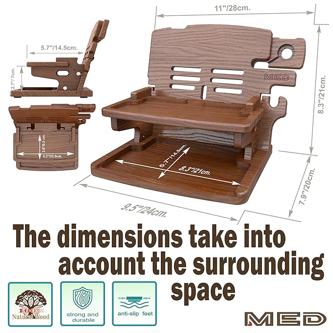 MED Wood Phone Docking Station – Nightstand Desk Organizer - Image 5