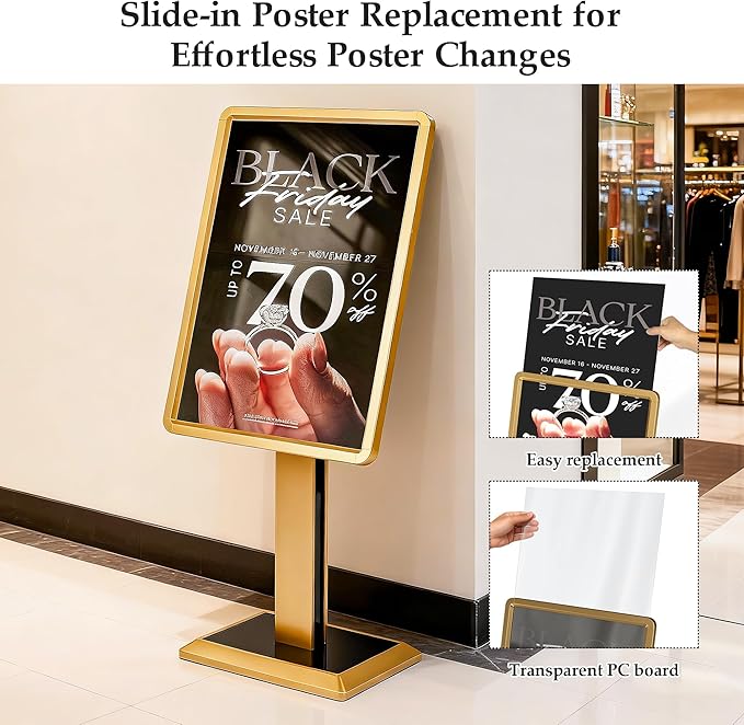 lesolar Display Menu Stand, 21x29 Inch Heavy Duty Aluminum Pedestal Sign Holder - Image 3