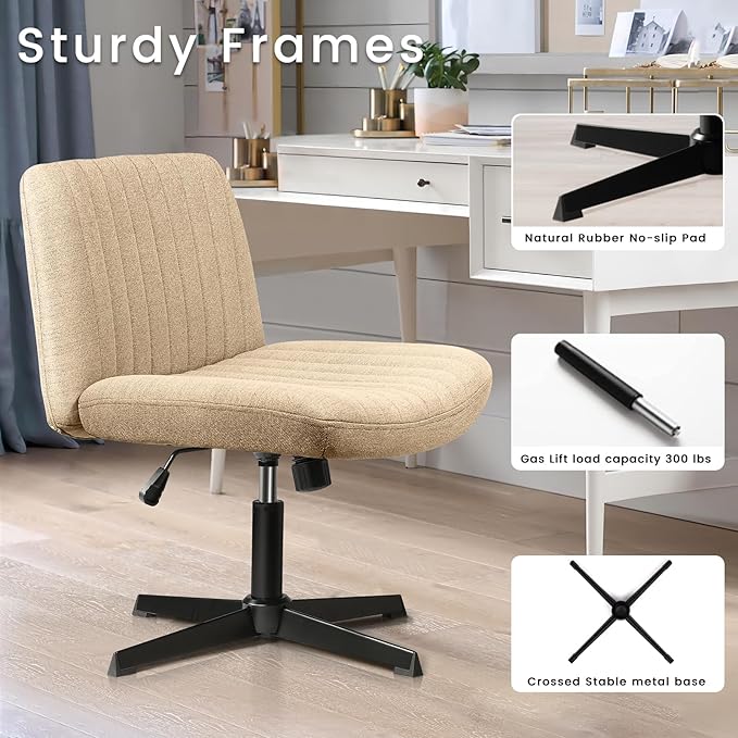 PUKAMI Criss Cross Chair, Armless Cross Legged Office Desk Chair No Wheels - Image 4