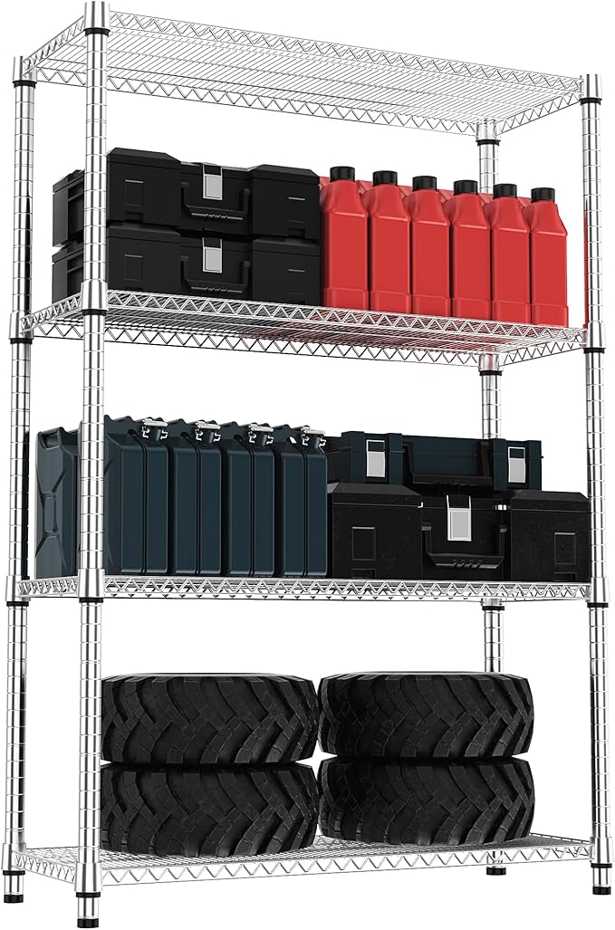 M MZG 4 Tiers Shelf Metal Storage Shelves 2640 lbs Steel Storage Shelving by MEIGAOPLASTICANDMETALHKCOLIMITED