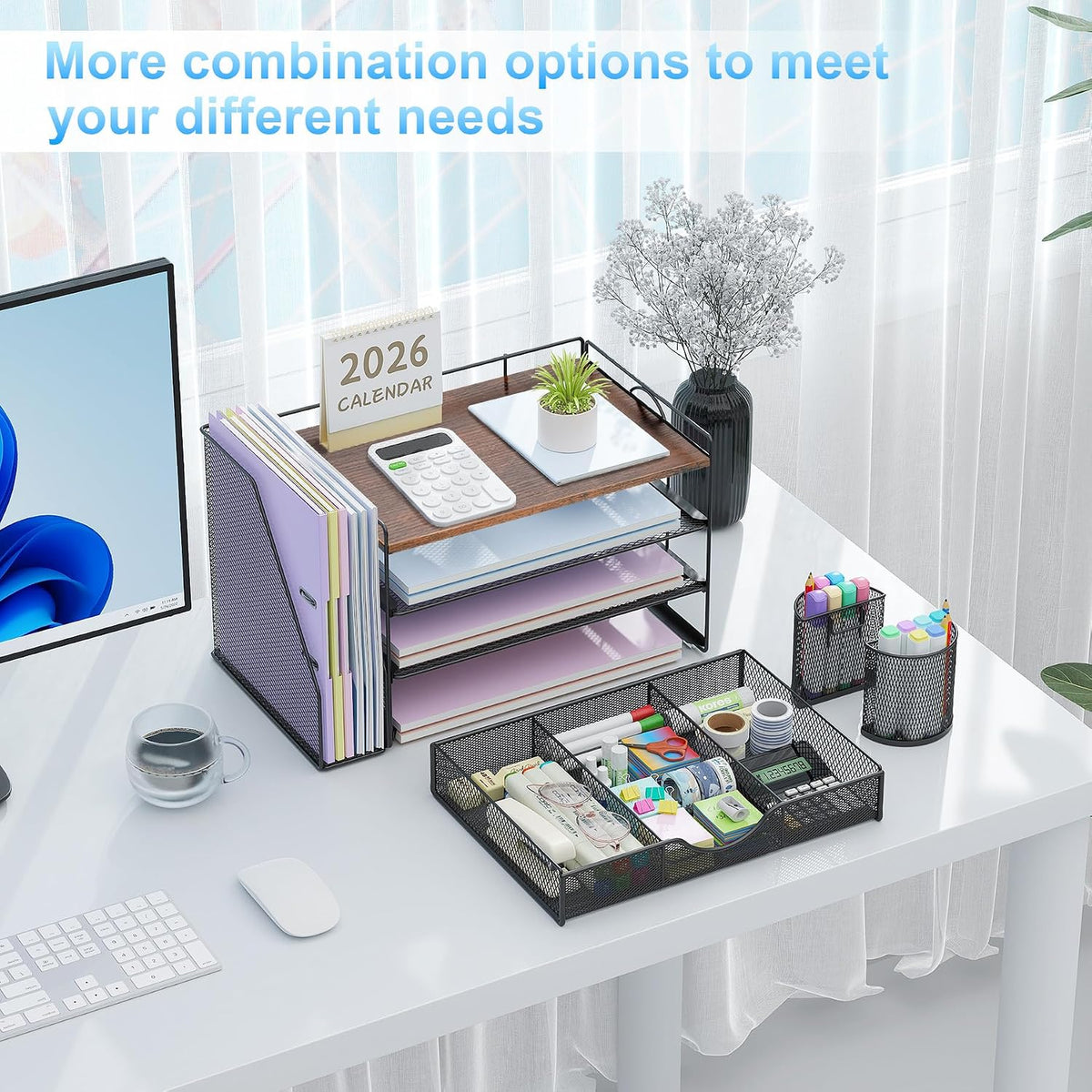 gianotter desk organizers and accessories with file holder, close-up detail