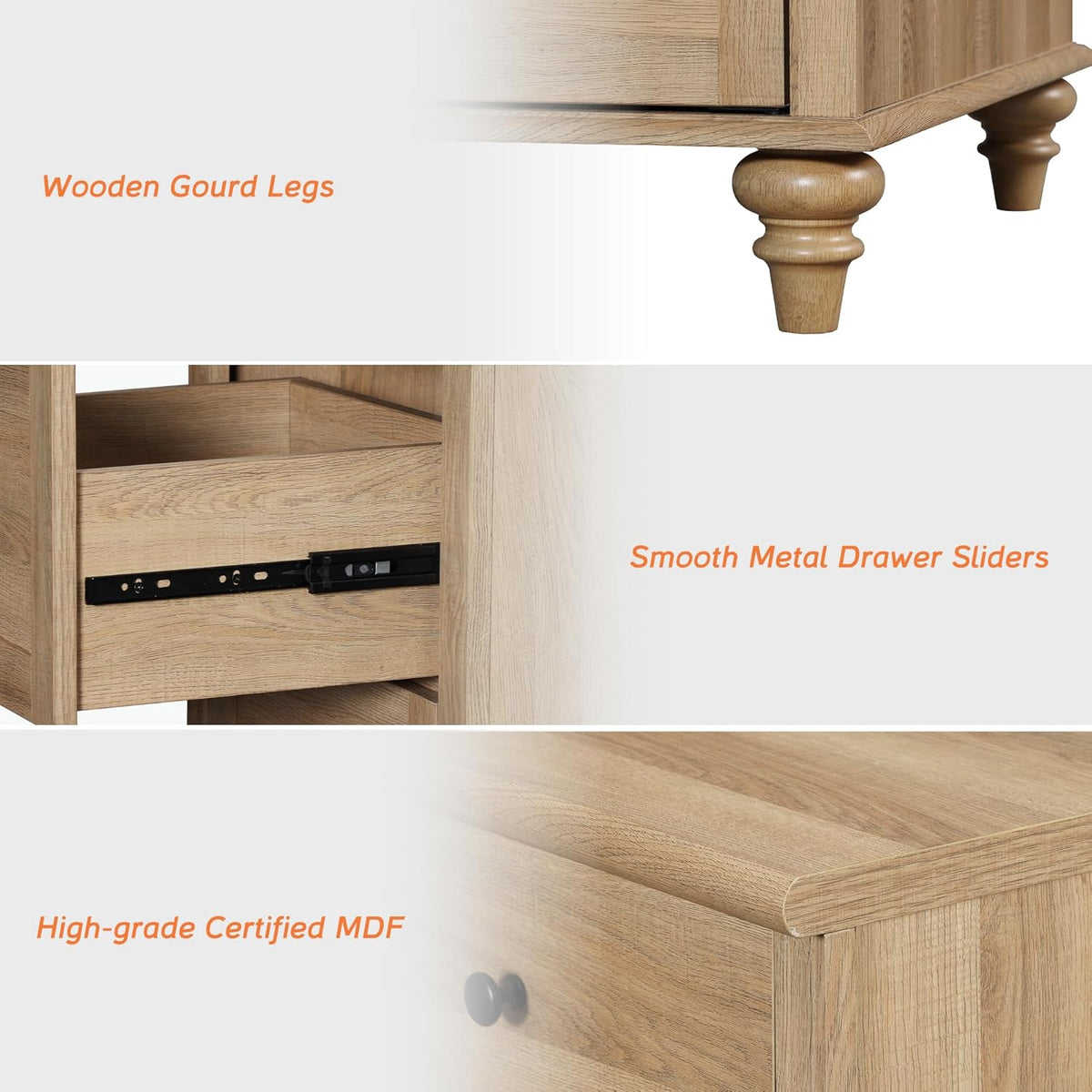 WAMAPT Buffet Cabinet with 4 Doors&2 Drawers, Large Wood Sideboard Table