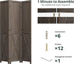Cozy Castle Wood Room Divider, 3 Panels Folding Privacy Screen, 66.9'' Wall - Image 3