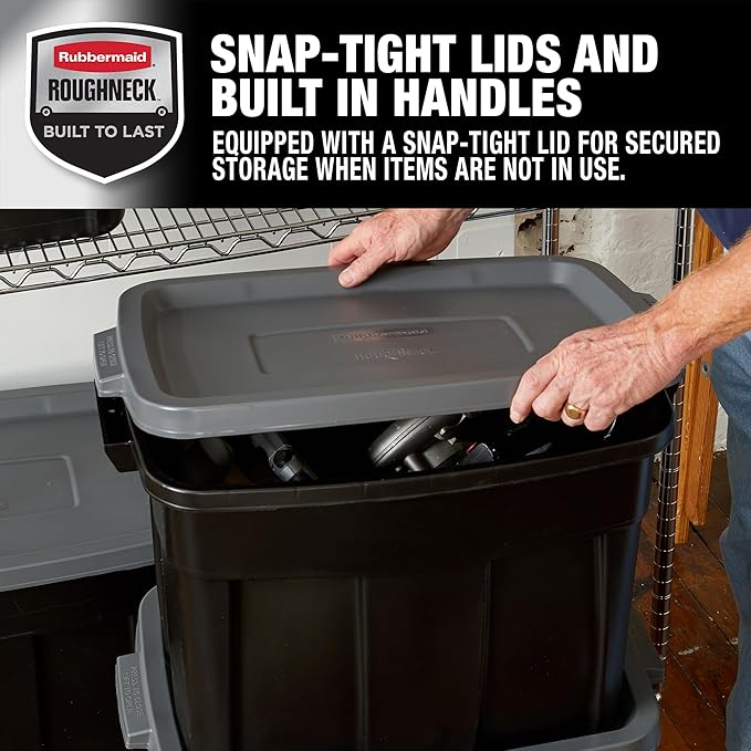 Rubbermaid 18 GAL 6 Pack Garage Storage Bins - Image 4