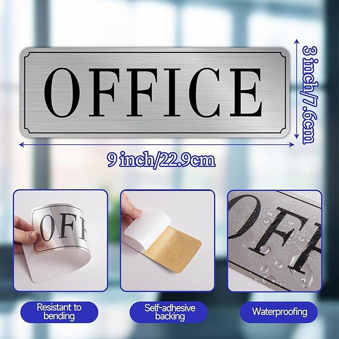 The Office Door Sign for Home and Business，Self-Adhesive Waterproof and - Image 2