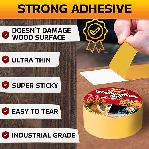 Trazon Double Sided Woodworking Tape Super Strong, 3 Inch x 120 Feet, Wood - Image 7