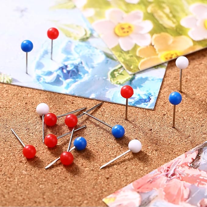 WILLBOND 500 Pack Map Push Pins Map Tacks Small Round Head Push Pins Thumb Tacks - Image 3
