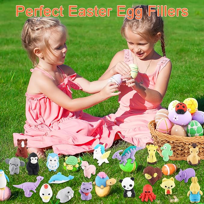 URSKYTOUS 80Pcs Animal Erasers Kids Desk Pets Pencil Erasers 3D Puzzle Eraser - Image 7