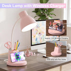 10w wireless charging led desk lamp with pen shown in use