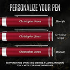 Scriveiner Personalized Luxury EDC Fountain Pen, Stunning Matt Red Pocket Pen - Image 2