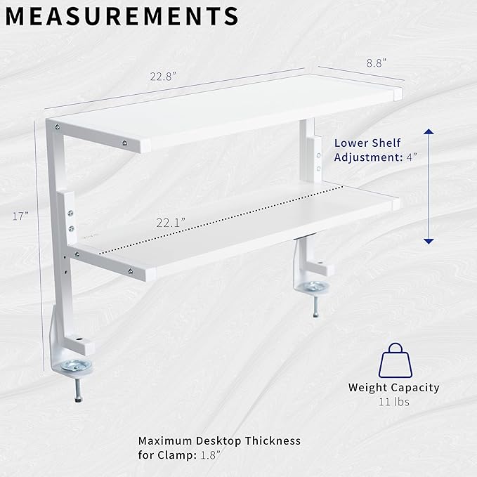 VIVO Clamp-on 24 inch Above or Below Desk 2-Tier Shelving Unit - Image 3