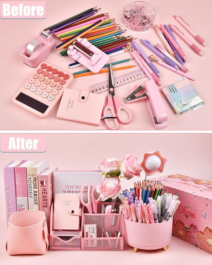 LXEVIHK 21Pcs Pink Desk Organizers and Accessories - Image 3
