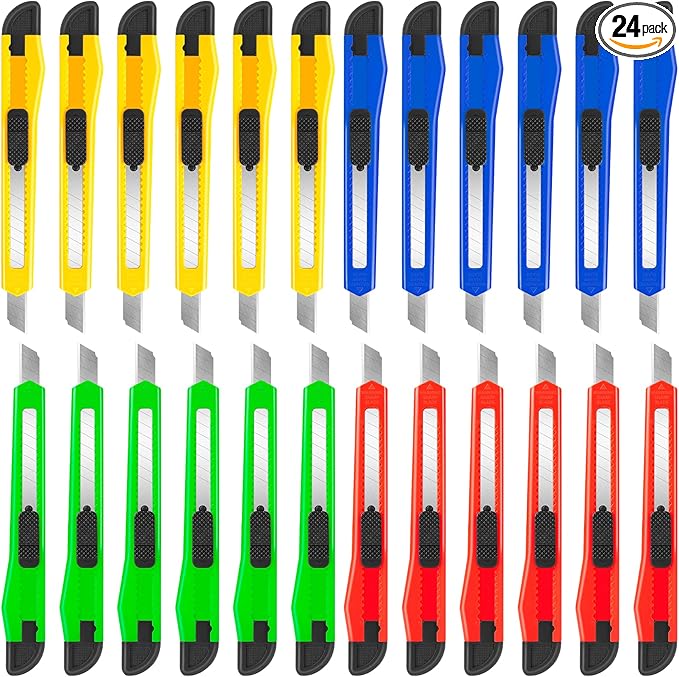 24Pack Box Cutters Utility Knife Retractable Compact Extended Use by DIYSELF