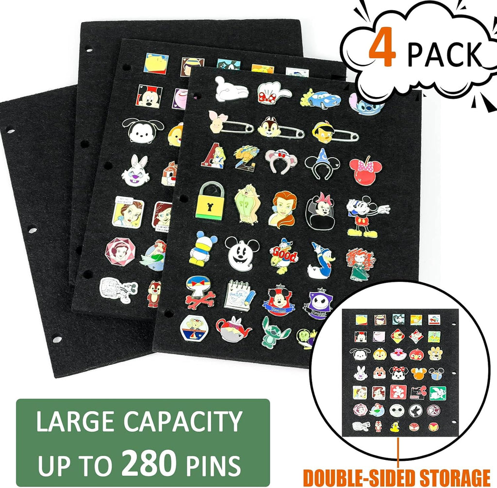 tutata Pin Display Binder, Felt Pin Boards, 280 Pins Capacity, Black | No Scratching, Large Capacity, Double-sided storage