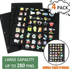tutata Pin Display Binder, Felt Pin Boards, 280 Pins Capacity, Black | No Scratching, Large Capacity, Double-sided storage