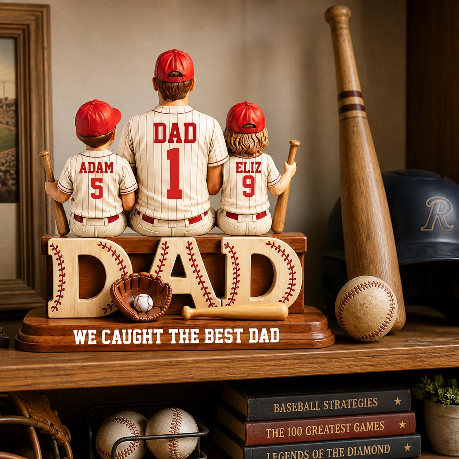Personalized Baseball Dad Wooden Plaque, We Caught The Best Dad Sign | Custom Birthday Gift from Kids, Baseball Family Name Keepsake, Soft Ball Papa Wood Plaques 2026