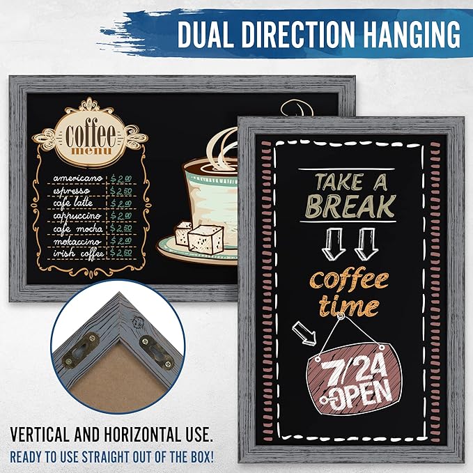 HBCY Creations Rustic Grey Wooden Magnetic Wall Chalkboard, Extra Large Size - Image 3