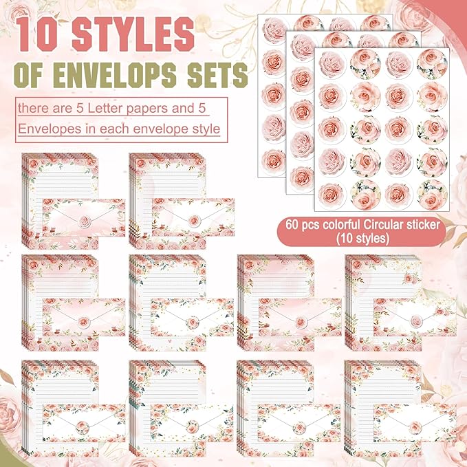 TaoBary 160 Pcs Stationery Paper Set 50 Double Sided Stationery Papers - Image 3