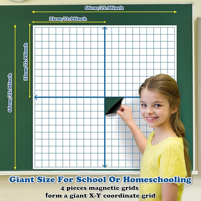 Aizweb Giant Magnetic XY Coordinate Dry Erase Grid, Magnetic Whiteboard - Image 2