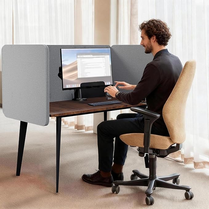 KERRAM Desk Privacy Panel 24 x 24 Inch, Sound Absorbing & Proof Desk Divider - Image 7