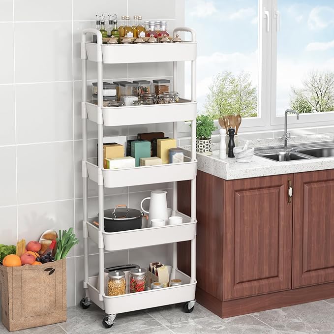 Sywhitta 5-Tier Plastic Rolling Utility Cart - Image 4