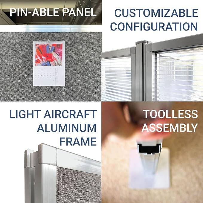 Versare Hush Panel Cubicle Kit | Workstation Partition Walls | Sound Dampening - Image 5