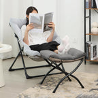 15"(h) folding ottoman, foldable footrest stool, portable small shown in use