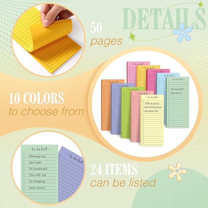 Censen 10 Pack 500 Sheets To Do List Notes Daily Checklist Notepads - Image 3