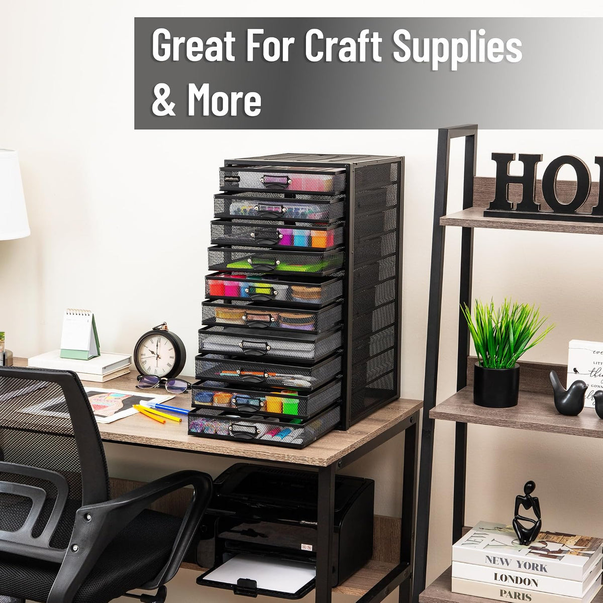 Mind Reader 10-Drawer Desk Organizer for Office Supplies, Crafts, Mail Sortin...
