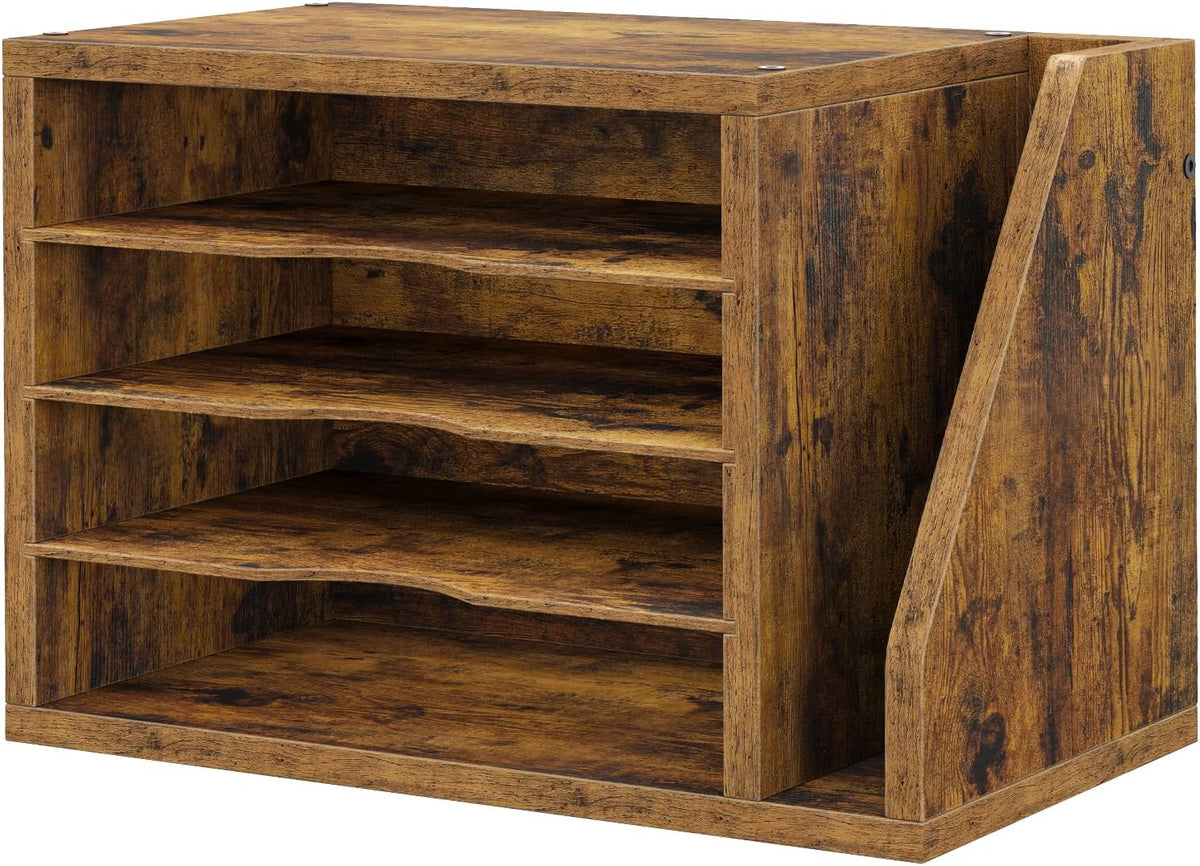 wooden mail organizer, desk organizer with 3 adjustable, main product view