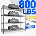 45 "W Metal Shelving Unit 4 Tier Storage Shelves Adjustable Wire Shelving Metal - Image 4