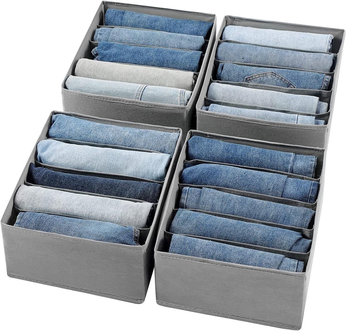 Jeans Drawer Organizers for Clothing, 5 Compartment Wardrobe Storage Box, Was...