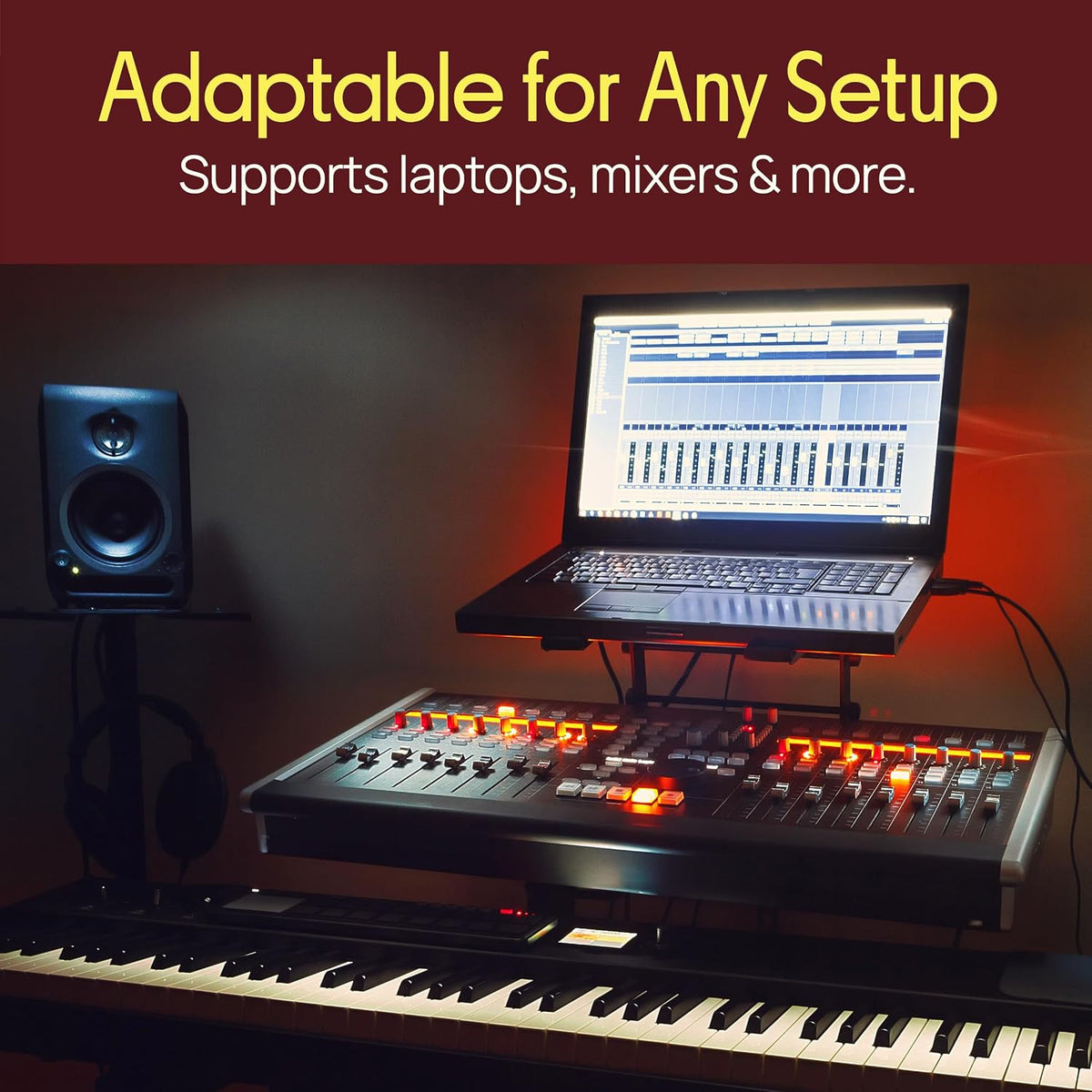 Pyle Portable Dual Laptop Stand - Standing Table with Adjustable Height, Ergo...