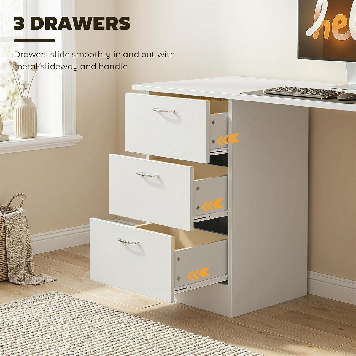 HOMCOM 47" Computer Desk with Drawers for Home Office, White