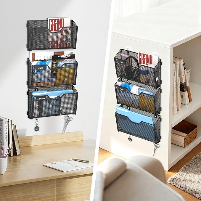 SUPEASY 6 Single Mail Organizer Wall Mounted, Wall File Organizer, Hanging File - Image 2